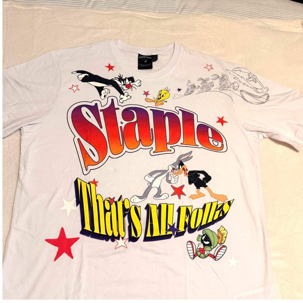 Staple x Looney Tunes That’s All Folks Graphic Tee Men Large White
